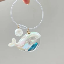 1個卡通樹脂鯨魚情侶吊飾鑰匙圈，可愛藍色海豚鯨魚鑰匙環，適合車鑰匙使用 - 彩色 - 查看 4