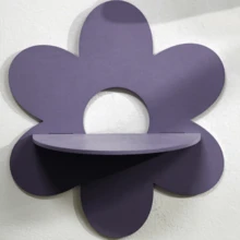 Bohemian Wooden Purple Flower Shaped Wall Crystal Storage Shelf Home Decor Craft - Purple - View 7
