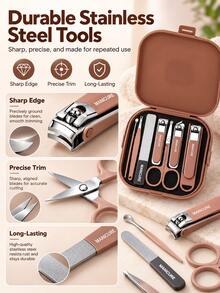New 7-Piece Nail Clipper Set, Includes Nail Clippers And Beauty Grooming Tools, Professional Manicure Tool Kit, Contains Stainless Steel Nail (Toe) Clippers And Various Grooming Tools, Suitable For Personal Care And Travel, Unisex, Meets Daily Nail Care Needs, Suitable For Home Use Or Travel, Unisex. - Multiple Styles - View 8