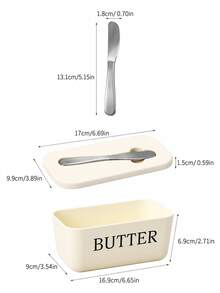 1pc Butter Dish With Lid And Butter Knife, Butter Storage Box With Built-In Spreading Slot, Fits East And West Coast Butter Sticks, Refrigerator Countertop Butter Box, Suitable For Kitchen, Dining Table, Breakfast, College Dorm Essentials - Multiple Styles and Colors - View 3