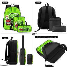 Pixel Block Chibi Character 2D Print 3 Pieces Backpack Set, Large Capacity Backpack With Crossbody Bag And Pencil Case, Side Elastic Mesh Pocket For Water Bottle, Wide Breathable Adjustable Shoulder Straps, Retro Game Style Cute Daily Commute Travel Casual Storage Bag - Printed Bag - View 7
