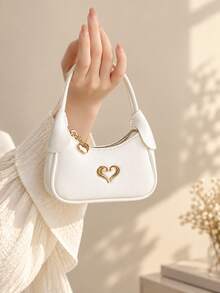 XD Mini Metal Children's Handbag, Decorated With Sweet Heart-Shaped Metal Pattern, Zipper Closure, Solid Color Design, Rabbit Ear Shape, Multi-Functional Lipstick Bag, Suitable For Children's Daily Use, Valentine's Day/Halloween First Choice Gift - Multicolor - View 4
