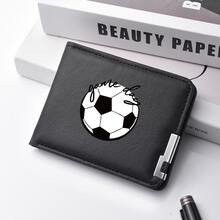 1pc Game Day Football Pattern PU Leather Multi-Slot Bifold Minimalist Men's Short Wallet, Suitable For Football Fans Daily Use - Multicolor - View 1