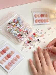 2026 New Design 1 Bag Of 10 Gram Nail Bows Rhinestones Nails Crystals Beads Colorful Strass Rhinestones For Nail Art Decoration, Christmas Decor Gift Bag - Baby Pink - View 3