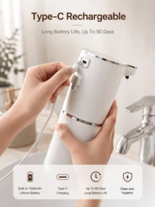 Touchless Automatic Foam Soap Dispenser, USB Rechargeable Motion Sensor Soap Dispenser, Fast Foaming Leak-Proof, Modern Bathroom Kitchen Sink Soap Dispenser - View 8