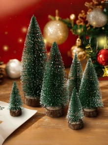 Mini Snow‑Dusted Christmas Tree Ornaments, Artificial Flocked Small Pine Tree With Wooden Base For Tabletop, Micro Landscape, Xmas Home Decoration - Christmas Tree - View 11