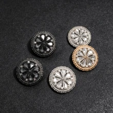 5pcs/Pack Flower Rhinestone Metal Buttons Round Crystal Hand Sewn Buttons For Coats Suits Sweaters Dresses DIY Clothing Accessories - Multicolor - View 11