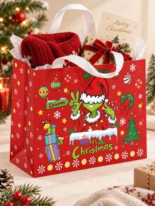 The Grinch مجموعة تغليف هدايا عيد الميلاد، أكياس هدايا العطلات مع مقابض حبلية، متوفرة باللونين الأحمر والأخضر، تشمل ورق التغليف وبطاقات التهنئة مع الأظرف والملصقات، لوازم تغليف الهدايا والحلويات والوجبات الخفيفة وهدايا الحفلات - ي-متعدد الألوان - مشاهدة 4