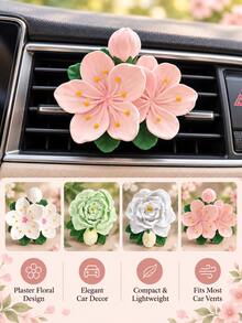 Peony Diffuser Stone Car Air Freshener, Solid Air Vent Clip Ornament, Premium Car Interior Decor Odor Eliminator - Air Vent Decoration - View 1
