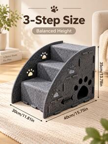 Pet Stairs Cat Bed Combo, Multi-Functional Felt Pet Stairs Ramp, Cat And Small Dog Bedside Sofa Access Steps, 2/3/4 Steps Optional Pet Climbing Ladder - Multicolor - View 8
