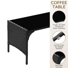 JMYXF 3 Seater Rattan Garden Furniture Sets Garden Table And Chairs Set Waterproof, Thick Cushions, Washable Covers, Modular Seating, Easy-Clean, Perfect For Patios Terraces & Decking Areas - Black - View 5