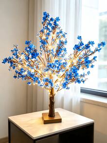 1PC Starry LED Tree Light 60 Beads 55CM, USB & 3AA Battery Dual Power, Warm Light Desktop Decorative Lamp, Autumn/Winter Christmas Thanksgiving Housewarming Gift Birthday Party Home Desktop Ornament - Yellow - View 3