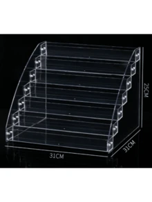 1pc Cosmetic Storage Rack Desktop Eyeshadow Palette Powder Compact Cushion Lipstick Perfume Multi-Layer Transparent Nail Polish Display Stand - Clear - View 8
