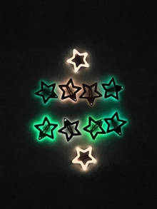 10pcs Women's Colorful Glow-In-The-Dark Star Hair Clips, Luminous Bangs Hair Clips, Fluorescent Hair Accessories, Fun Glowing Headwear For Concerts And Events - Multicolor - View 3