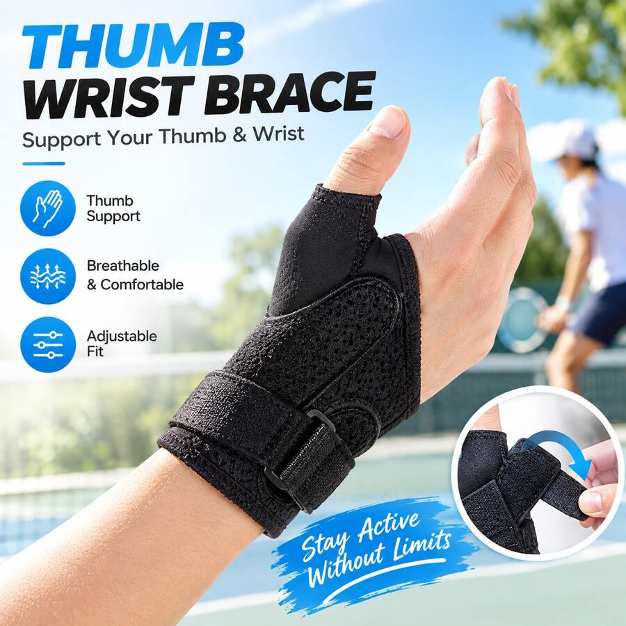 1pc Adjustable Thumb Wrist Support, Molded Aluminum Plate Wrist Guard, Suitable For Various Sports And Fitness, Outdoor Use, Breathable Hand Sprain Wrist Support, Universal For Left And Right Hands - Multicolor - View 1