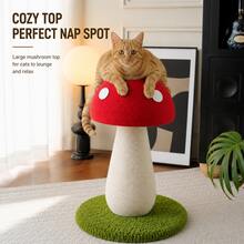 AOSHA 50cm Mushroom Cat Scratching Post, Natural Sisal Rope Cat Scratcher With Stable Plush Base, Cute Red Mushroom Cat Tree For Indoor Cats, Durable Climbing Scratching Playing & Lounging Furniture - one-size - View 3