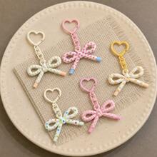 4/5/11pcs Cute Resin Bow Keychains, Colorful Plaid & Polka Dot Bow Bag Charms, Adorable Style Car Key Fobs, Sweet Fashionable Backpack Decor Gift, Suitable For Girls - Polka Dot Bow - View 4