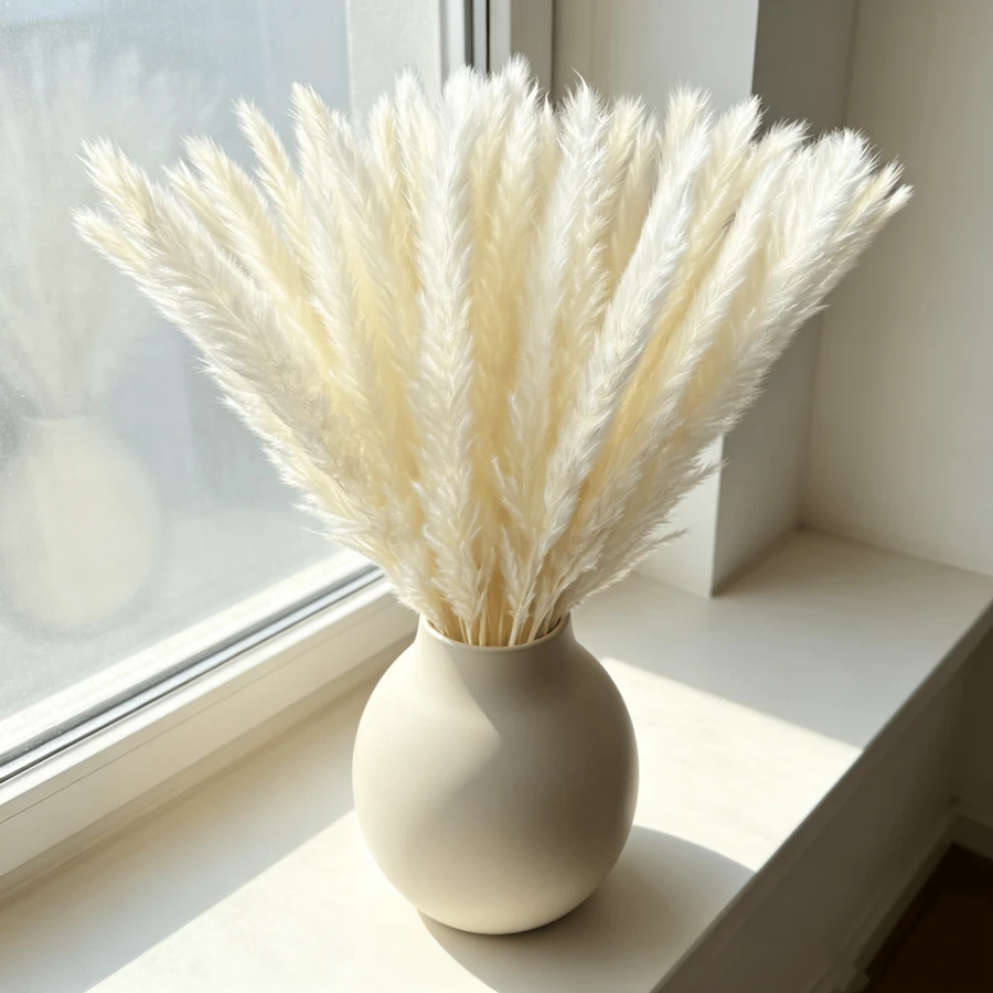 15-Piece Dried Flower Set, White And Gold Pampas Grass In Large And Small Sizes For Home Decor - 15 Pieces - View 1