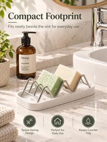 Wavy Design Soap Dish/Rack, Suitable For Bathroom Soap, Kitchen Use Or Countertop Placement (Beside Sink), Can Hold Sponges And Scouring Pads, Quickly Drains Water To Keep Countertop Dry, Sturdy Storage For Sponges And Steel Wool Balls - Multicolor - View 3