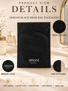 Giorgio Armani Armani Black Mesh Makeup Bag, 20*7*12.4cm, Mesh Texture, Durable & Portable, Smooth Zipper, Visible Storage, Versatile For Travel, Toiletries, And Daily Makeup - Black - View 7