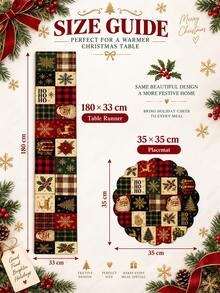 1pc Christmas Table Runner, Santa Claus Reindeer Buffalo Plaid Snowflake Holly Poinsettia Patchwork Print Linen Look Dining Runner, Vintage Christmas Decorations For Home, Farmhouse Kitchen Decor, Holiday Party Table Room Decor - Multicolor - View 6