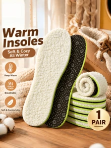 QKC 1 Pair Fleece Lined Winter Insoles, Soft Plush S Insoles, Multi-Layer Design Anti-Slip Bottom, Unisex Warm And Comfortable Shoe Pads - Beige - View 9