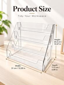 Rak Display Penyimpanan Meja 4 Tingkat, Rak Organizer Meja untuk Rumah & Asrama untuk Kosmetik, Figur, Alat Tulis, Penyimpanan Berlapis - Clear - View 5