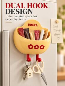 Magnetic Storage Box With Hooks – A Wall-Mountable Organizer For The Fridge Side, Kitchen, Bedroom, Or Entryway; Serves As Both Festive Home Decor And A Cute Desk Organizer For Students Or Office Use. - Multicolor - View 4
