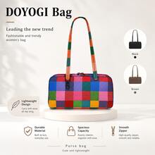 Nylon Bowling Bag, Tote Bag With Top Handle And Key Lanyard, Minimalist Casual Large Capacity Commuter Work Bag, Fashion Polka Dot Shoulder Handbag, Suitable For Daily Wear - Multicolor - View 2