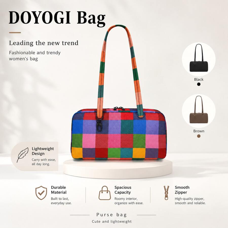 Nylon Bowling Bag, Tote Bag With Top Handle And Key Lanyard, Minimalist Casual Large Capacity Commuter Work Bag, Fashion Polka Dot Shoulder Handbag, Suitable For Daily Wear