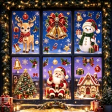 Miếng dán tĩnh điện trang trí kính cửa sổ ngày lễ hình người tuyết, chuông, ông già Noel, tuần lộc, họa tiết trang sức tinh xảo - Nhiều màu - Xem 3