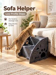Pet Stairs Cat Bed Combo, Multi-Functional Felt Pet Stairs Ramp, Cat And Small Dog Bedside Sofa Access Steps, 2/3/4 Steps Optional Pet Climbing Ladder - Multicolor - View 3
