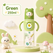 1pc 250ml Cartoon Bear Baby Bottle, Straight Body, With Handle Anti-Colic Standard Neck, Liquid Silicone Nipple, Bite-Resistant, Suitable For Daily Use - Multicolor - View 13