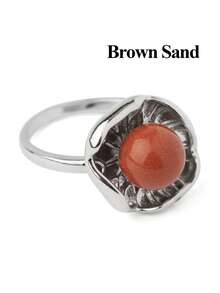 1pc Healing Natural Gemstone Crystal Ring For Women Men Silver Color Opening Lotus Leaf Adjustable Rings Wedding Fashion Jewelry Gift G776 - Ring - View 22