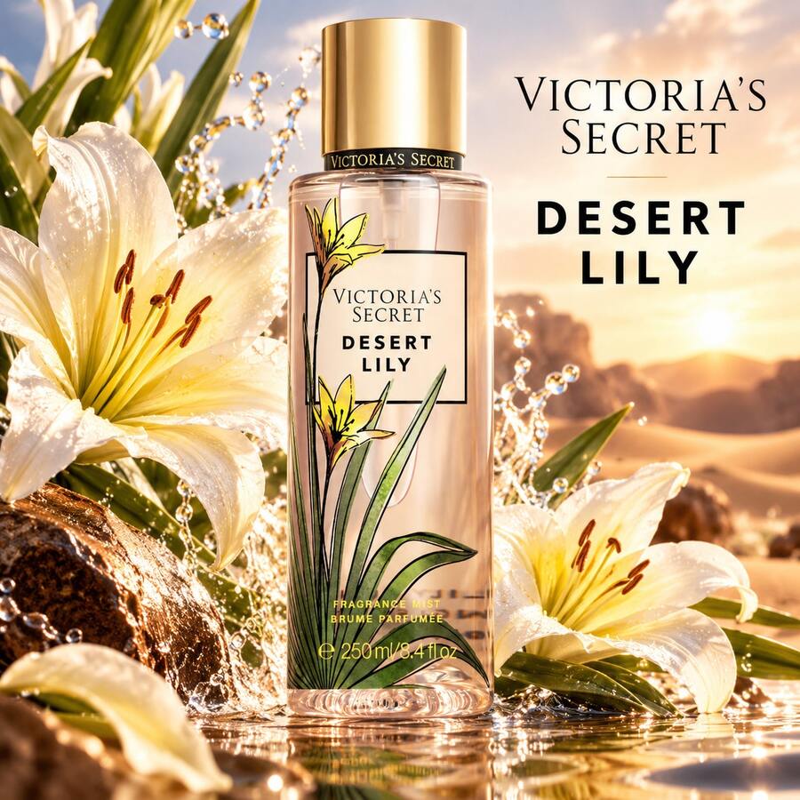 Victoria's Secret Desert Lily Bruma Corporal Perfumada para Mujer 250 ml / 8.4 fl oz - Fragancia con lirio del desierto, flores blancas y un fondo amaderado suave - Ideal para citas, fiestas, salidas nocturnas, antros y uso diario, aroma fresco y de larga duración - Floral - Ver 1