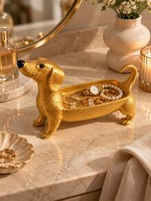 1pc Dachshund Shaped Jewelry Tray, Cute Long Dog Storage Dish, Suitable For Rings, Keys, Watches And Accessories, Decorative Storage Tray For Entryway, Vanity, Bedroom And Living Room - Multicolor - View 7
