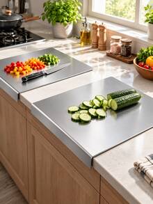 2026 New Stainless Steel Cutting Board With Folded Edge Anti-Slip Dishwasher 304 Stainless Steel Countertop Cutting Board For Kitchen Meal Prep Meat Vegetables Baking - View 10