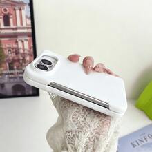 適用於 iPhone 18 Duo 可折疊手機殼，Ins 馬卡龍純色親膚感手機殼，分體式兩件式設計，細緻矽膠觸感全包覆防摔防髒，極簡中性保護殼 - 白色 - 查看 3