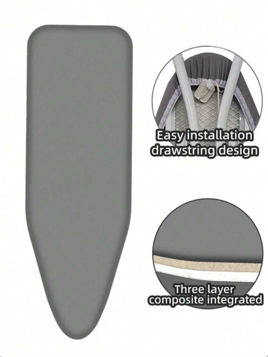 Ironing Board Replacement Cover, Heat-Resistant 3-Layer Composite Thickened Cotton Fabric, Non-Fading, Drawstring Style - (Three-layer Composite High-temperature Resistant Fabric) Gray - View 1