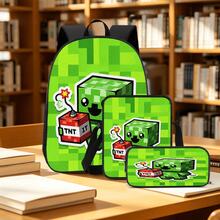 Pixel Block Chibi Character 2D Print 3 Pieces Backpack Set, Large Capacity Backpack With Crossbody Bag And Pencil Case, Side Elastic Mesh Pocket For Water Bottle, Wide Breathable Adjustable Shoulder Straps, Retro Game Style Cute Daily Commute Travel Casual Storage Bag - Printed Bag - View 9