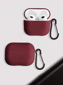 2-In-1 Earphone Accessory Set, Flexible TPU Protective Case With Carabiner + Multi-Function Cleaning Brush Pen, Suitable Compatible With Airpods - Wine Red + Cleaning Pen - View 7