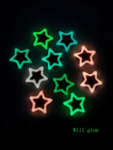 10pcs Women's Colorful Glow-In-The-Dark Star Hair Clips, Luminous Bangs Hair Clips, Fluorescent Hair Accessories, Fun Glowing Headwear For Concerts And Events - Multicolor - View 1