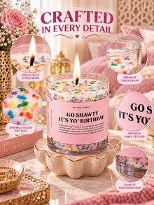 Vela Perfumada de Bolo de Aniversário, Pote de Cera de Soja, Com Contas de Açúcar Coloridas, Fragrância Doce de Creme de Baunilha, Aroma Duradouro, Adequado para Quarto, Sala de Estar, Escritório, Estudo, Festa, Decoração de Mesa, Presente de Aniversário Divertido, Casamento, Natal, Presente de Feriado, Celebração - Várias fragrâncias 2 - Visão 8