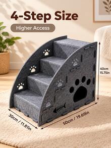 Pet Stairs Cat Bed Combo, Multi-Functional Felt Pet Stairs Ramp, Cat And Small Dog Bedside Sofa Access Steps, 2/3/4 Steps Optional Pet Climbing Ladder - Multicolor - View 11