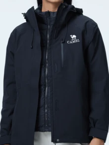 CAMEL CROWN Down Jacket, Windproof Jacket, Men's And Women's Three-In-One Winter Fleece-Lined Thick Coat, Mountaineering Clothing - Phantom Black - View 3