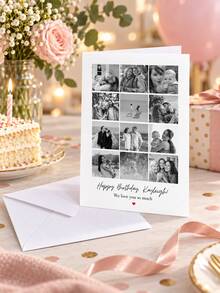 Personalized Greeting Cards With Envelopes, Custom Printed Cards With Multiple Photos And Text, Birthday Cards, Thank You Cards, Wedding Cards, Pet Cards, Christmas, Halloween, Party, Foldable, Suitable For Various Occasions, Party Invitations - Multicolor - View 3