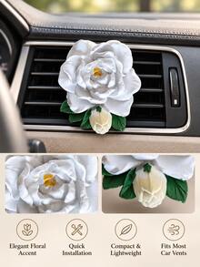 Peony Diffuser Stone Car Air Freshener, Solid Air Vent Clip Ornament, Premium Car Interior Decor Odor Eliminator - Air Vent Decoration - View 8