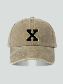 1pc Unisex Vintage Washed Baseball Cap A-Z Letter Print Pattern, Multiple Vintage Colors Available, Soft Texture Adjustable Dad Hat - Khaki - View 17