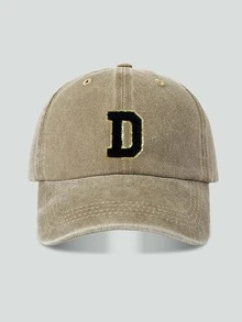 1pc Unisex Vintage Washed Baseball Cap A-Z Letter Print Pattern, Multiple Vintage Colors Available, Soft Texture Adjustable Dad Hat - Khaki - View 28