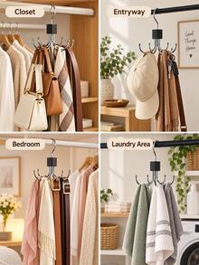 Multifunctional Large Capacity Rotating Hooks, Suitable For Belts, Hats, Bras, Camisoles, Ties And Scarves; Fashionable Space-Saving Closet Organizer, No Drilling Required, Perfect Solution To Maximize Closet Space - Multicolor - View 4
